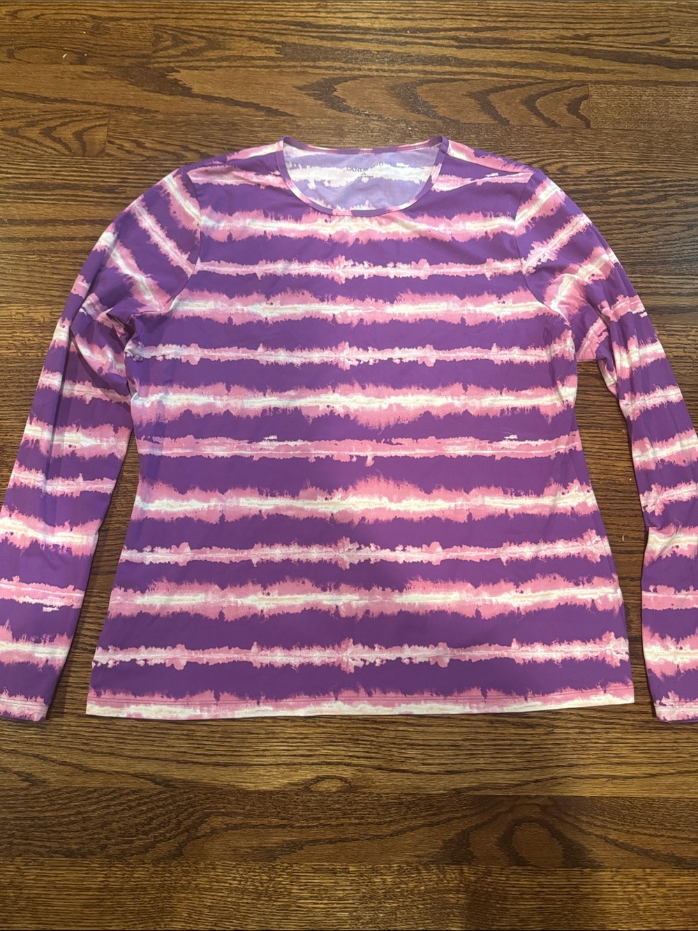 Lands’ End Long Sleeve Swim Shirt Size Medium 10-12 🩷Pink and Purple💜 Tie Dye